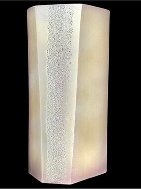Vintage 1980s Pottery Art Geometric Vase - Shimmering Iridescent Textured Silver